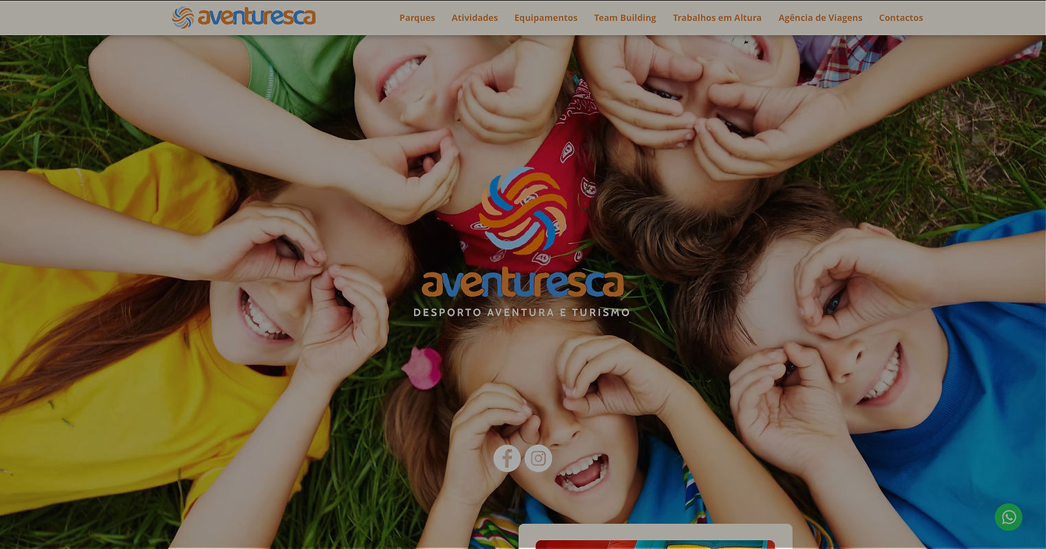 Pré-visualização do novo website da Aventuresca desenvolvido pela SocialWise