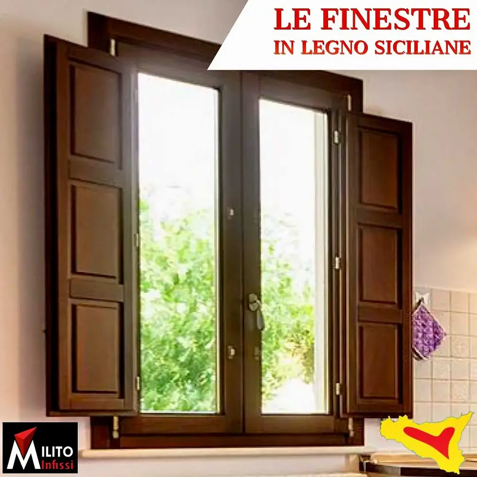 Wooden window with internal scuretti