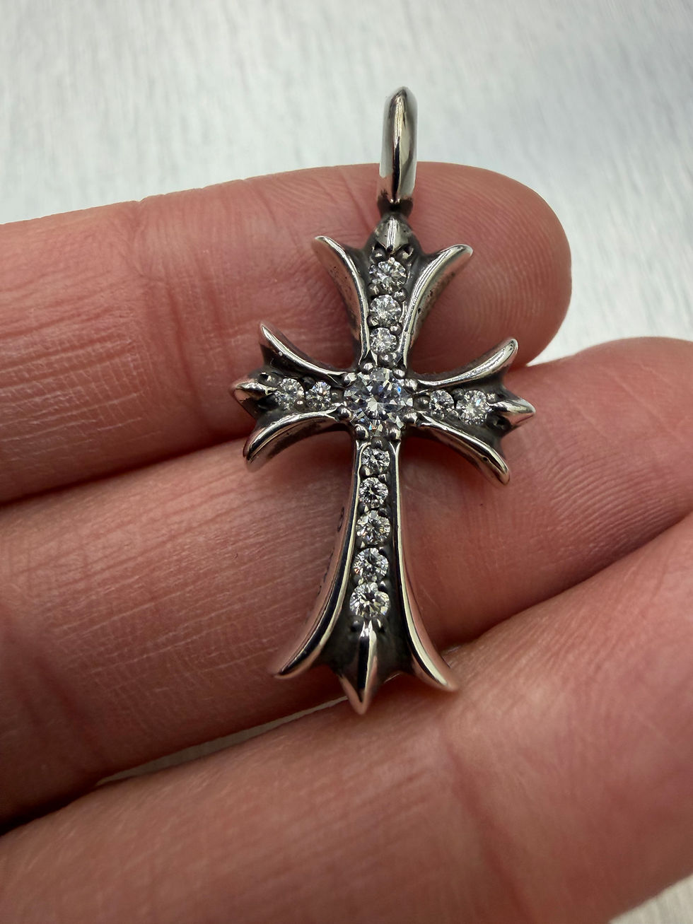 Thumbnail: Chrome hearts tiny cross pendant with diamond