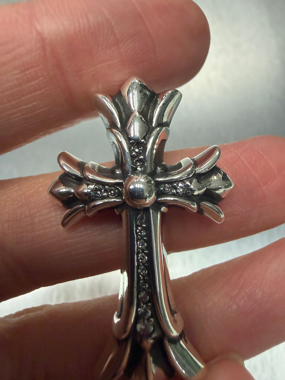 Thumbnail: Chrome hearts double cross pendant with diamond