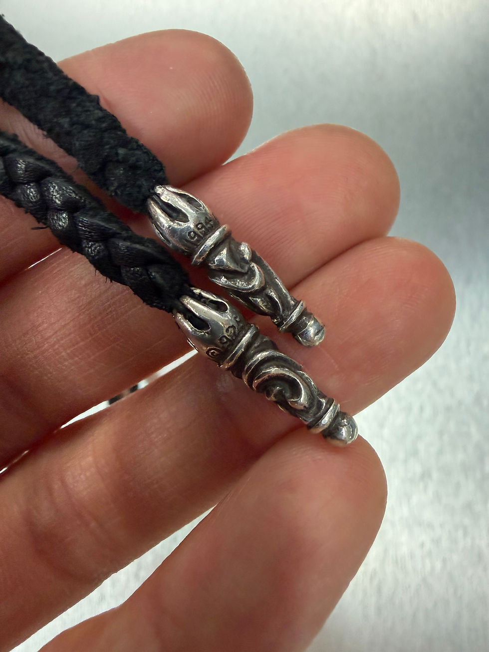 Thumbnail: Chrome hearts double cross pendant with leather strap