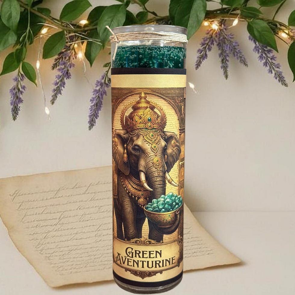 Green Aventurine Crystal Candle
