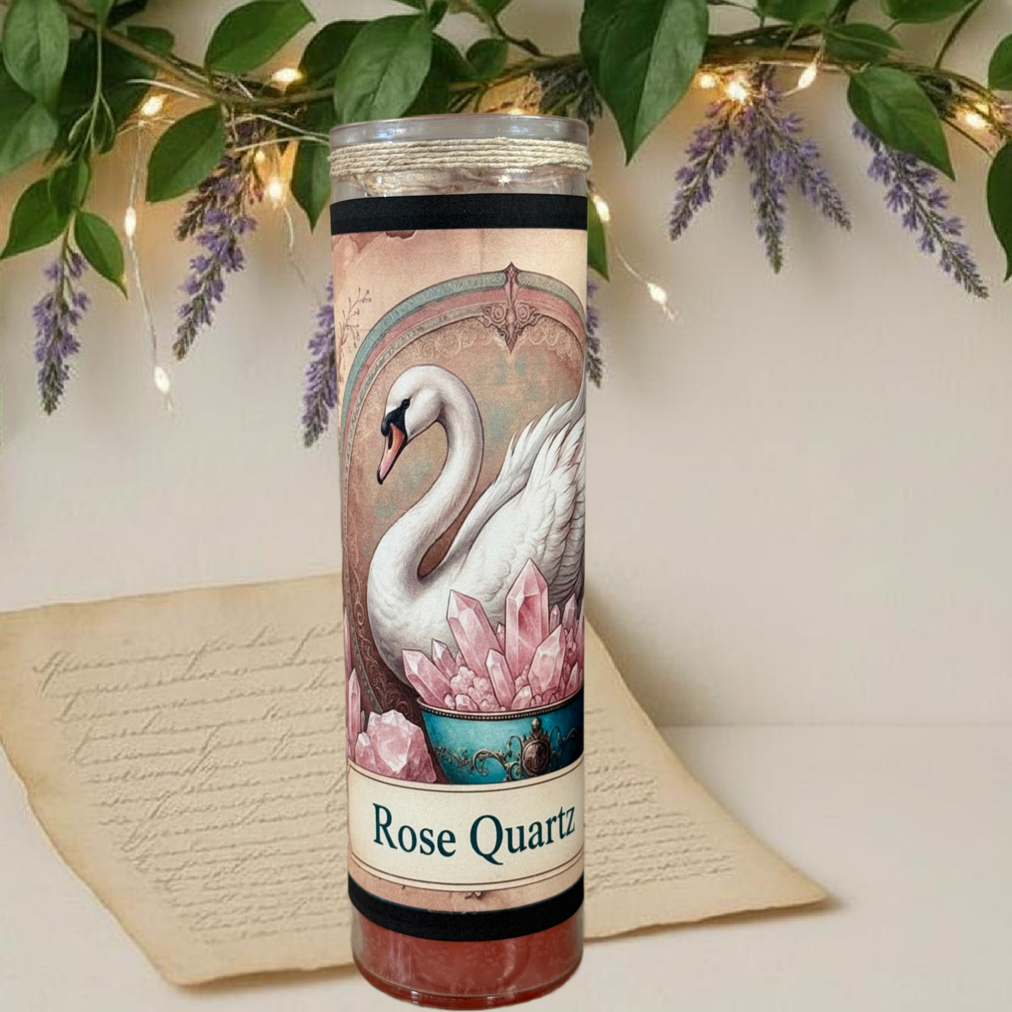 Rose Quartz Crystal Candle