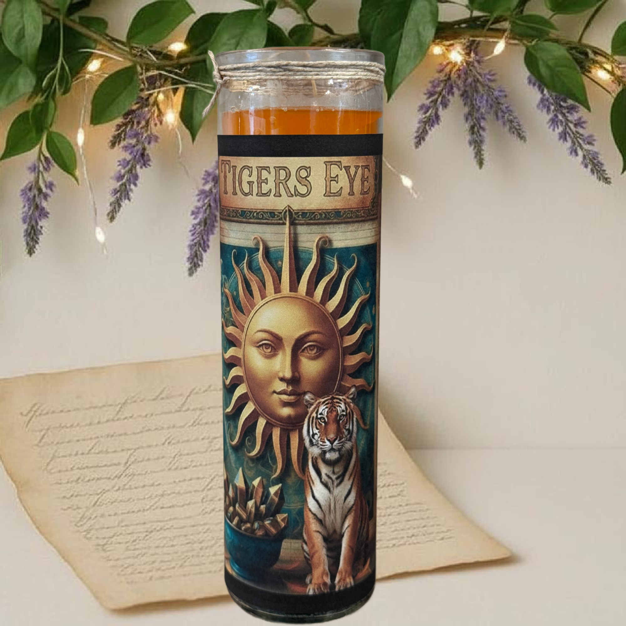Tigers Eye Crystal Candle