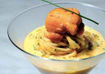 Cold Hokkaido Sea Urchin pasta in carbonara sauce - Ristorante Takada Alexandra Road Singapore