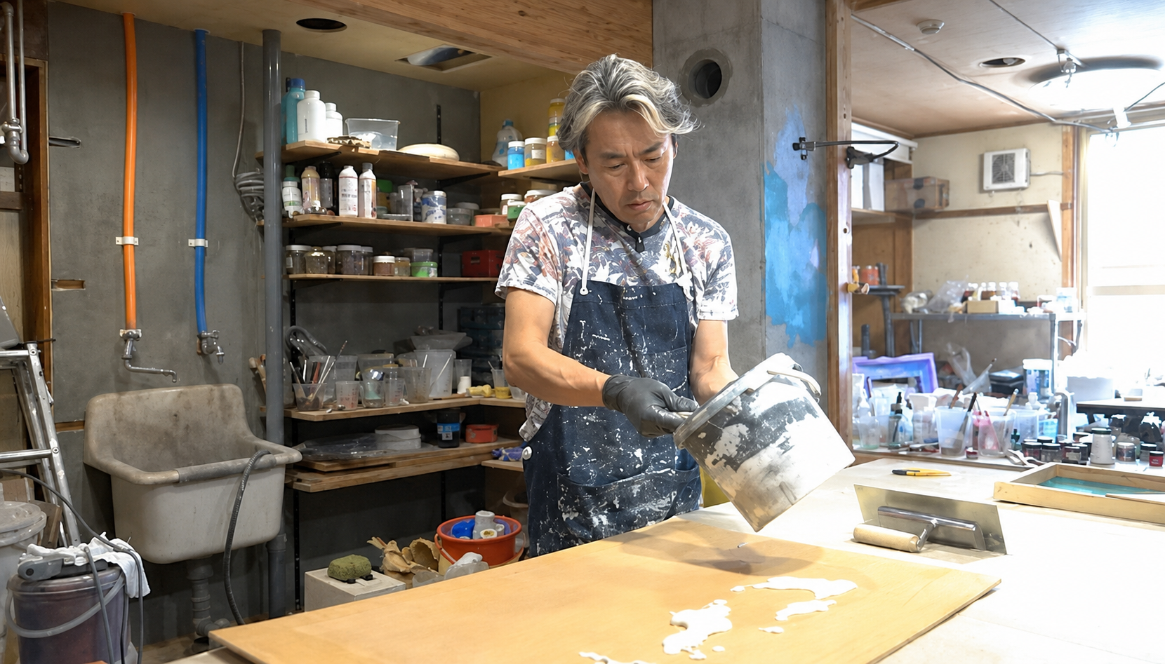 Artist SOU in studio