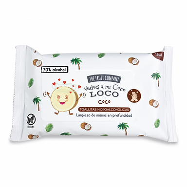 Toalhitas com Álcool Gel Coco, 70º álcool The Fruit Company