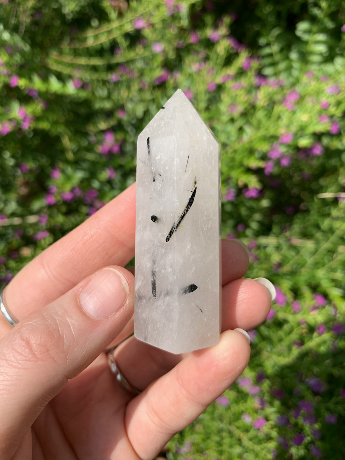 Black Tourmaline in Quartz Tower