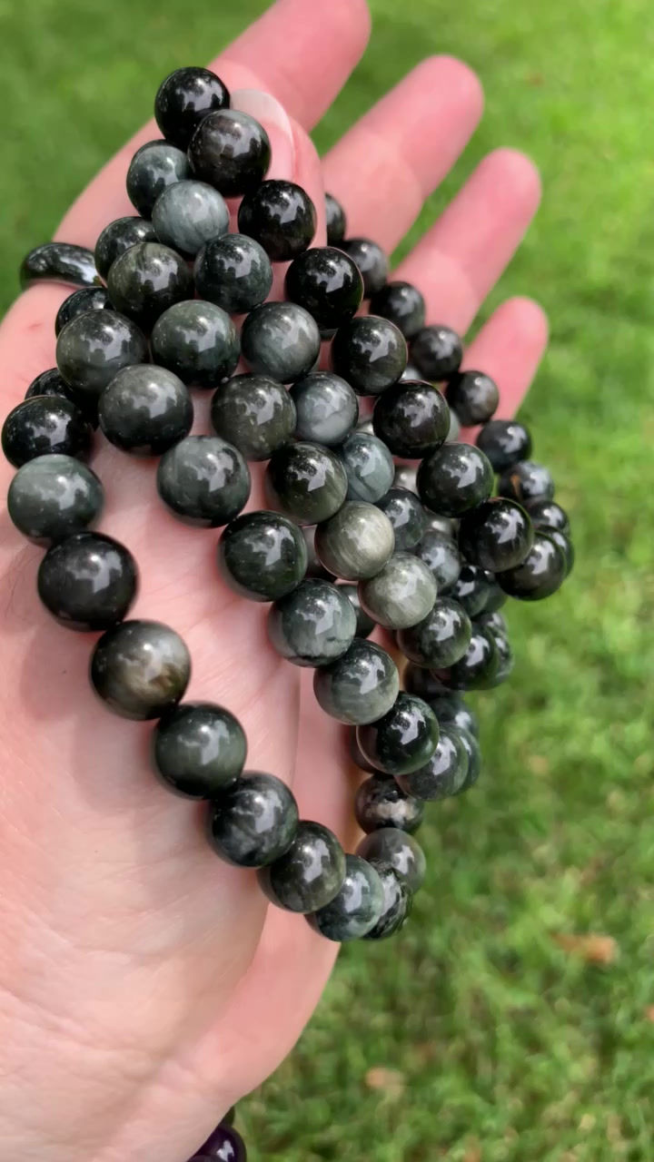 Thumbnail: Silver Sheen Obsidian Bracelet