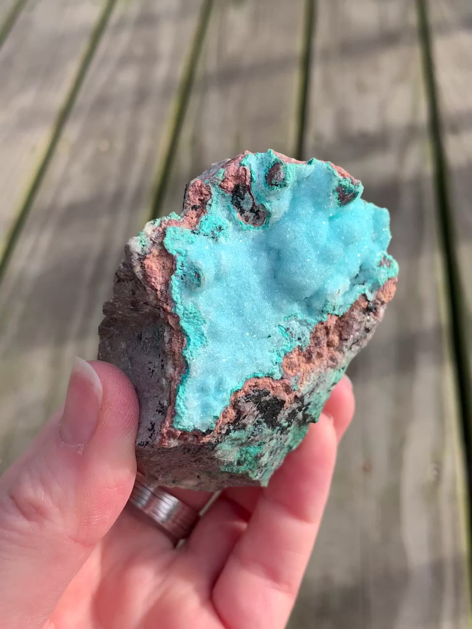 Thumbnail: Drusy Quartz on Chrysocolla with Malachite from South Africa