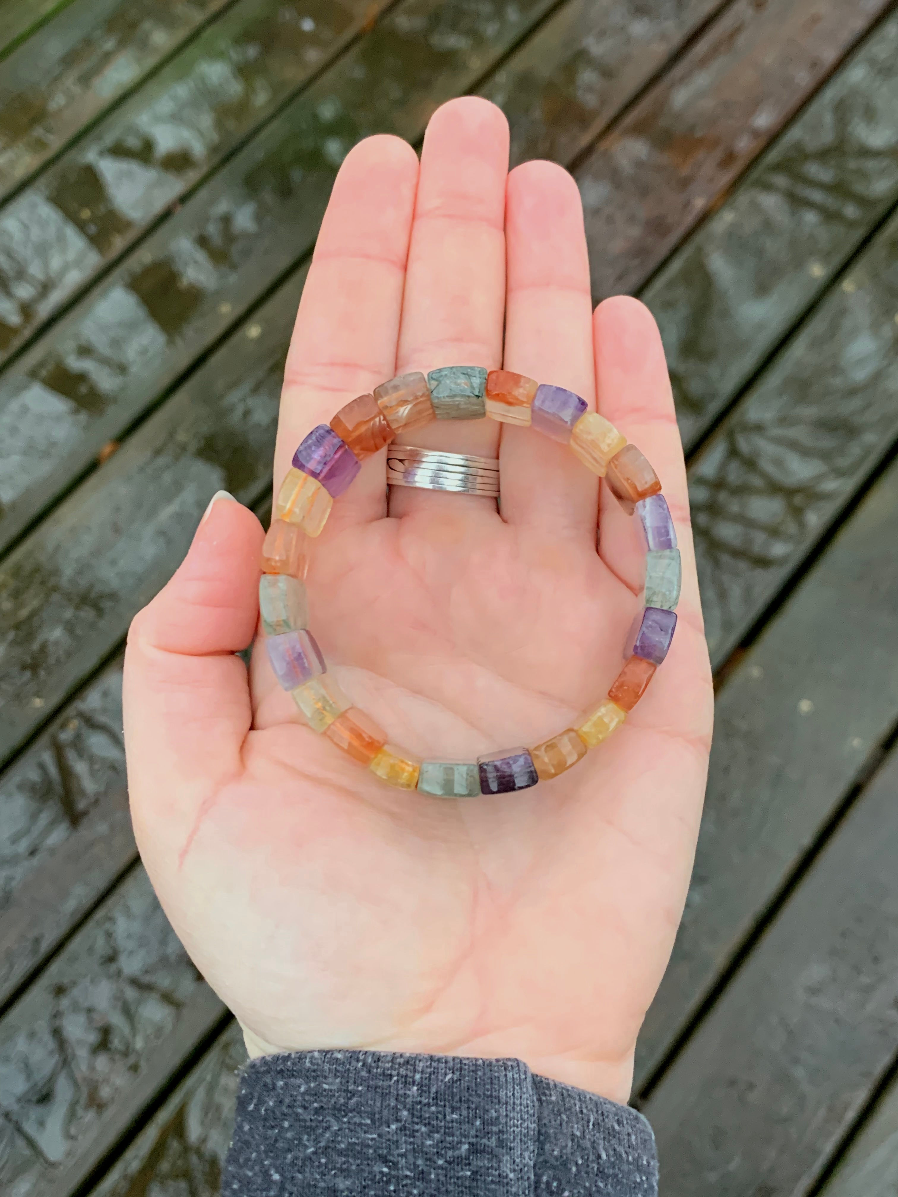 Amethyst, Rutile, Green Tourmaline Bangle