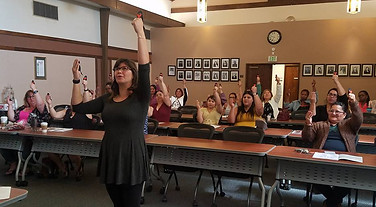 Eunice during a bilingual workshop