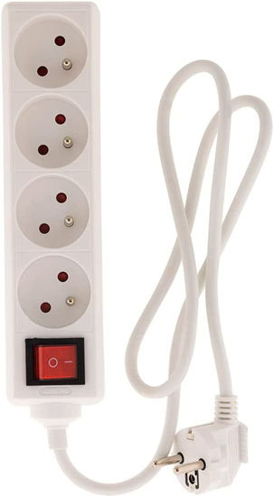 Bloc 4 prises 16A 2P+T avec interrupteur Blanc

