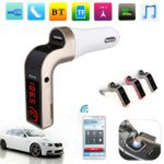 Miniature : Kit Bluetooth Main Libre Compatible - Chargeur Voiture CARG7 - Or/Blanc