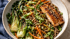 Ginger Sesame Salmon Noodle Bowl — IndigoKoi Wellness, LLC recipe