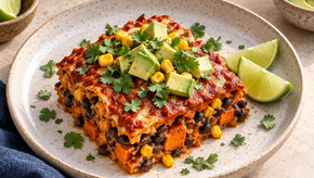 Black Bean Sweet Potato Enchilada Bake — IndigoKoi Wellness, LLC recipe