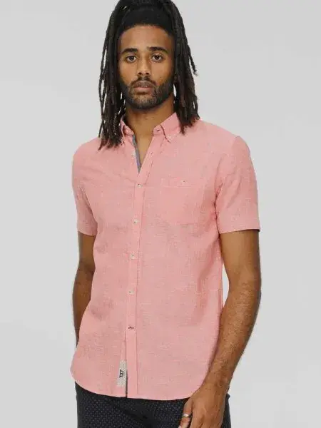 Mens Plain Linen/Cotton S/S Shirt