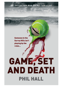 An alternative cover to Game, Set and Death, Crime drama by author Phil Hall