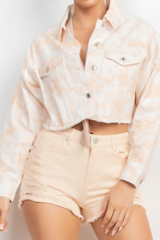 Thumbnail: Tia - tie-dye cropped denim jacket