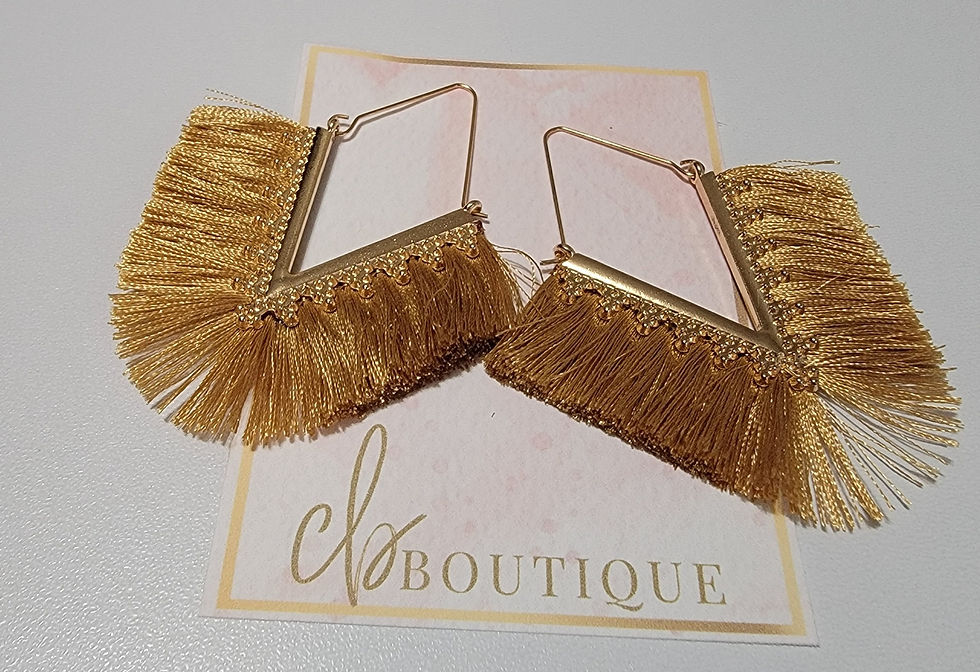 Thumbnail: CBB - Hoop Tassel Geometric Handmade Earrings