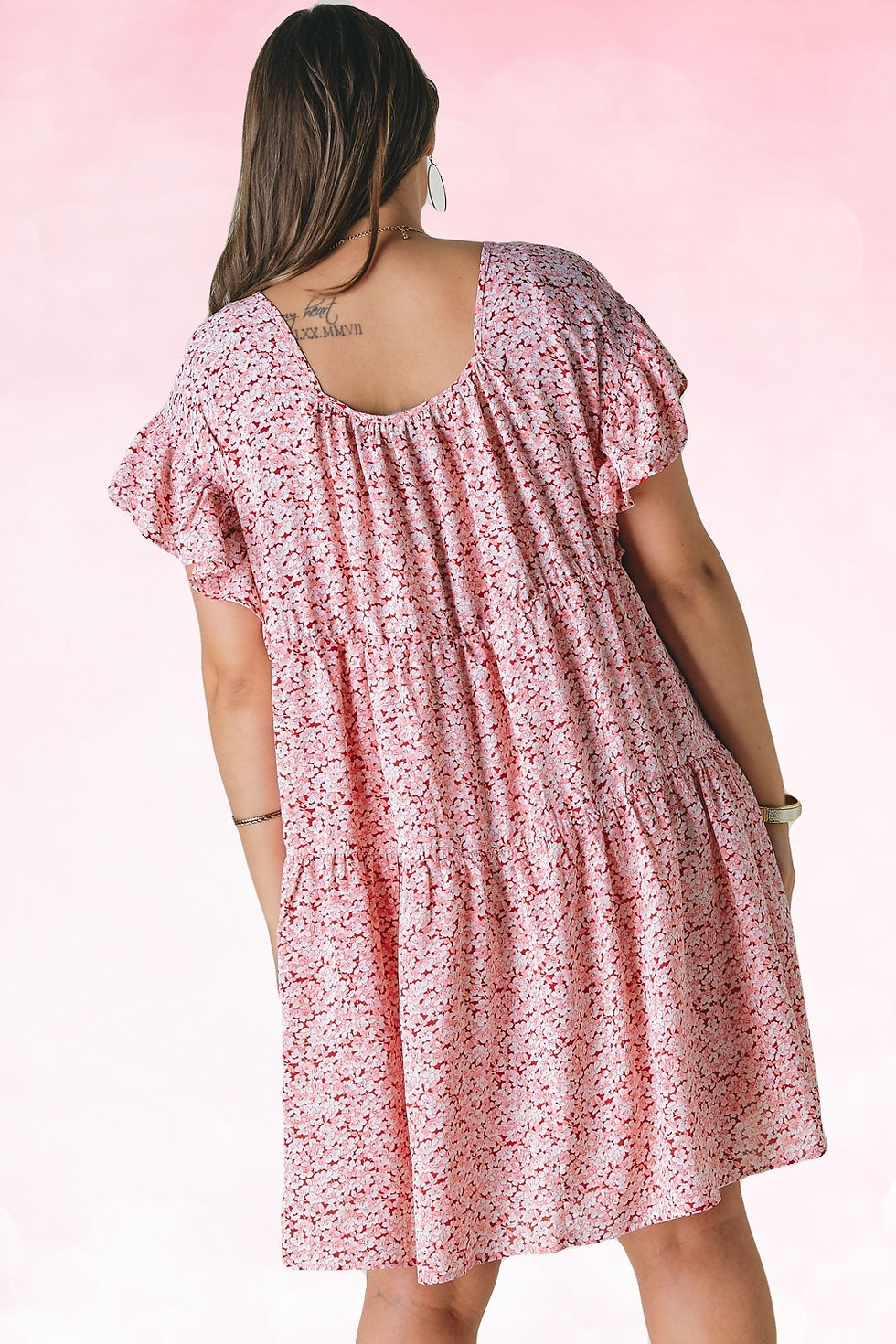 Thumbnail: PD10160 - Floral Printed Ruffle Mini Dress