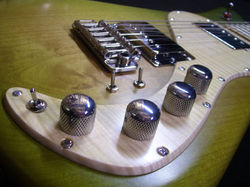 Volume, Tone, Volume, Tone, LED switch and coil taps in the background