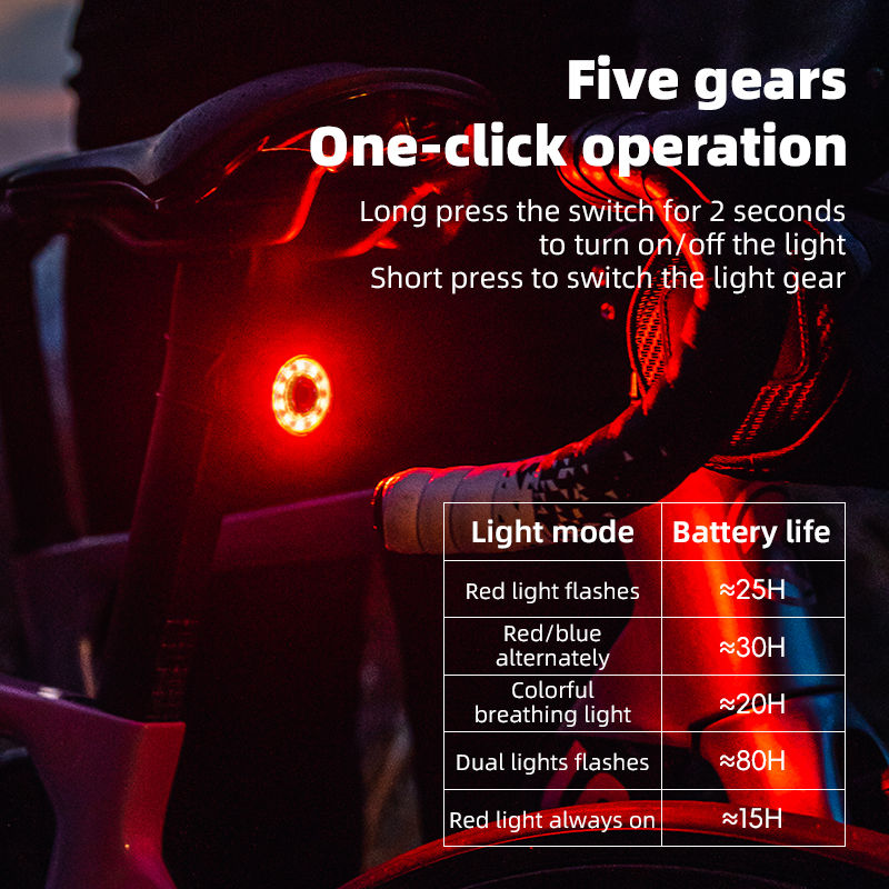 Miniatura: ROCKBROS Q1 MAX Smart Brake Sensing Bicycle Tail Light