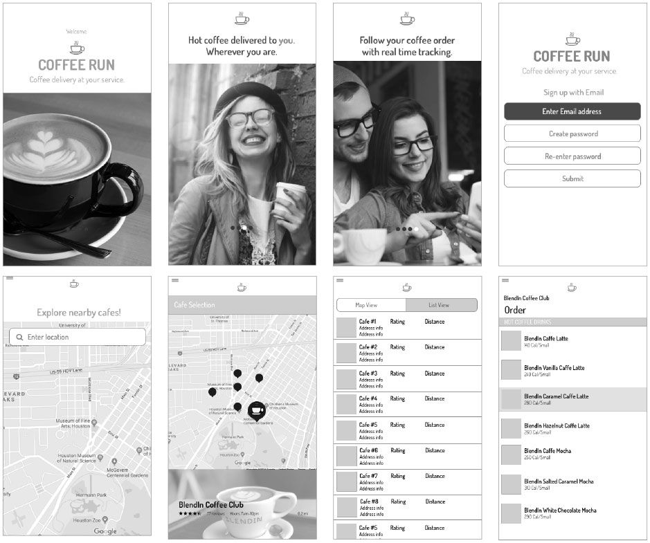 High Fidelity Wireframes