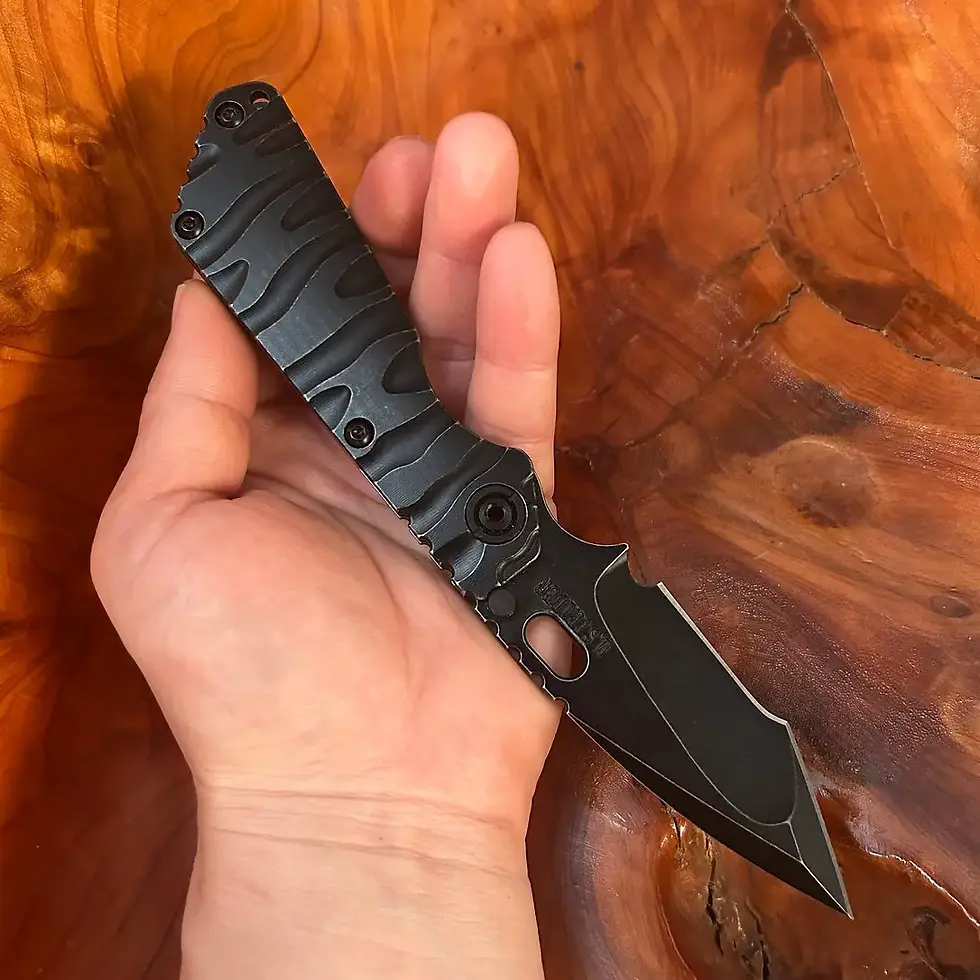 Thumbnail: Mick Strider - SnG Folding knife - Tanto/Black stonewash【Black water ripples】