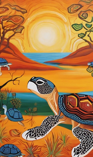 aboriginal australian art with turtles a