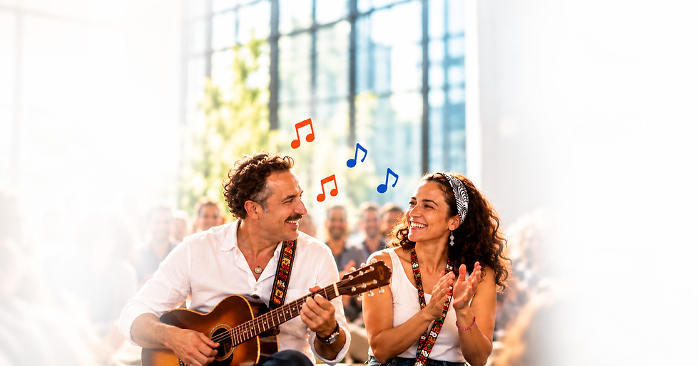 Kurumsal müzik etkinliğinde birlikte sahne alan ekip