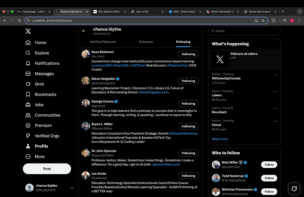 These are a few of the people I follow on my Twitter page that I plan to make better once I become better at the whole twitter thing.