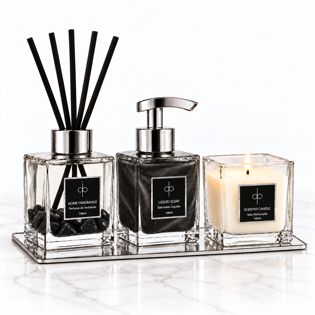 Ver produto: Kit Difusor, Vela e Sabonete + Bandeja - Black T. | Oriental Oud 100ml