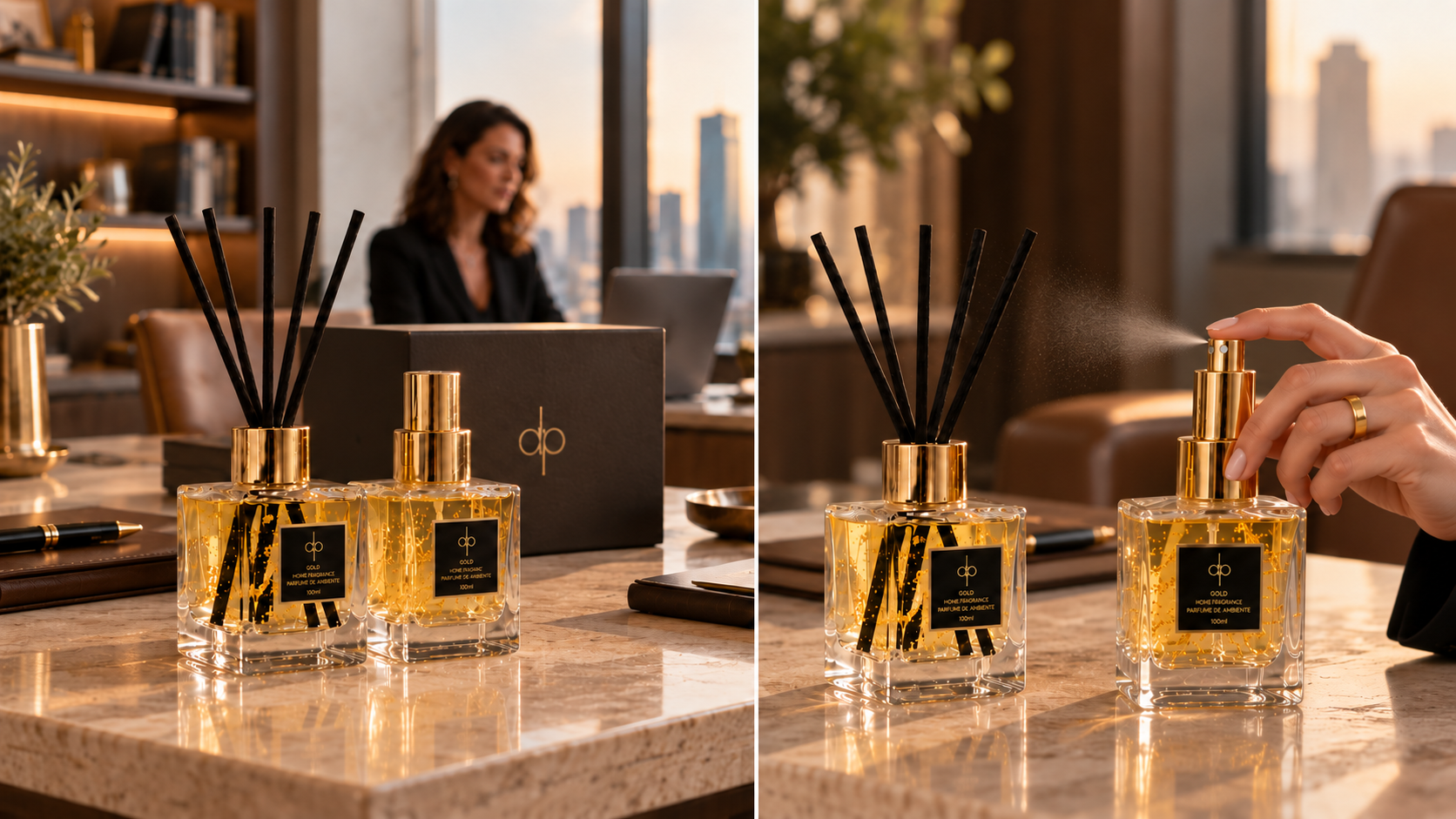 Sugestão de composição · Kit Gold, fragrância e mensagem personalizada