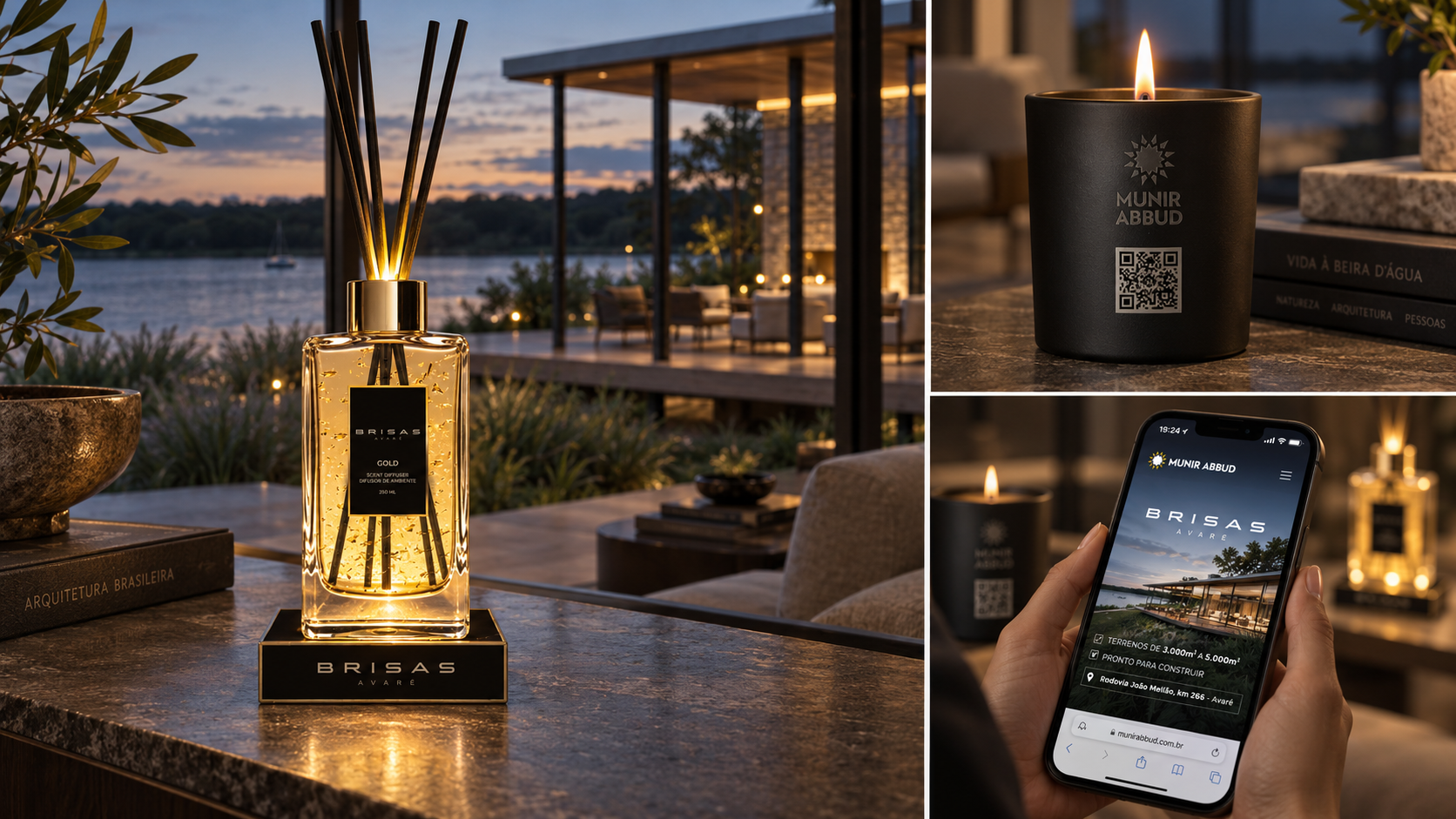 Referência Brisas · Munir Abbud: Lançamento imobiliário · LED · QR Code
