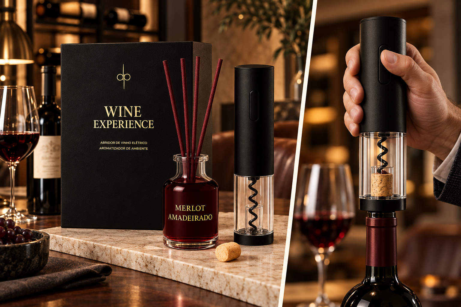 Sugestão de composição · Wine Experience, difusor Merlot e abridor