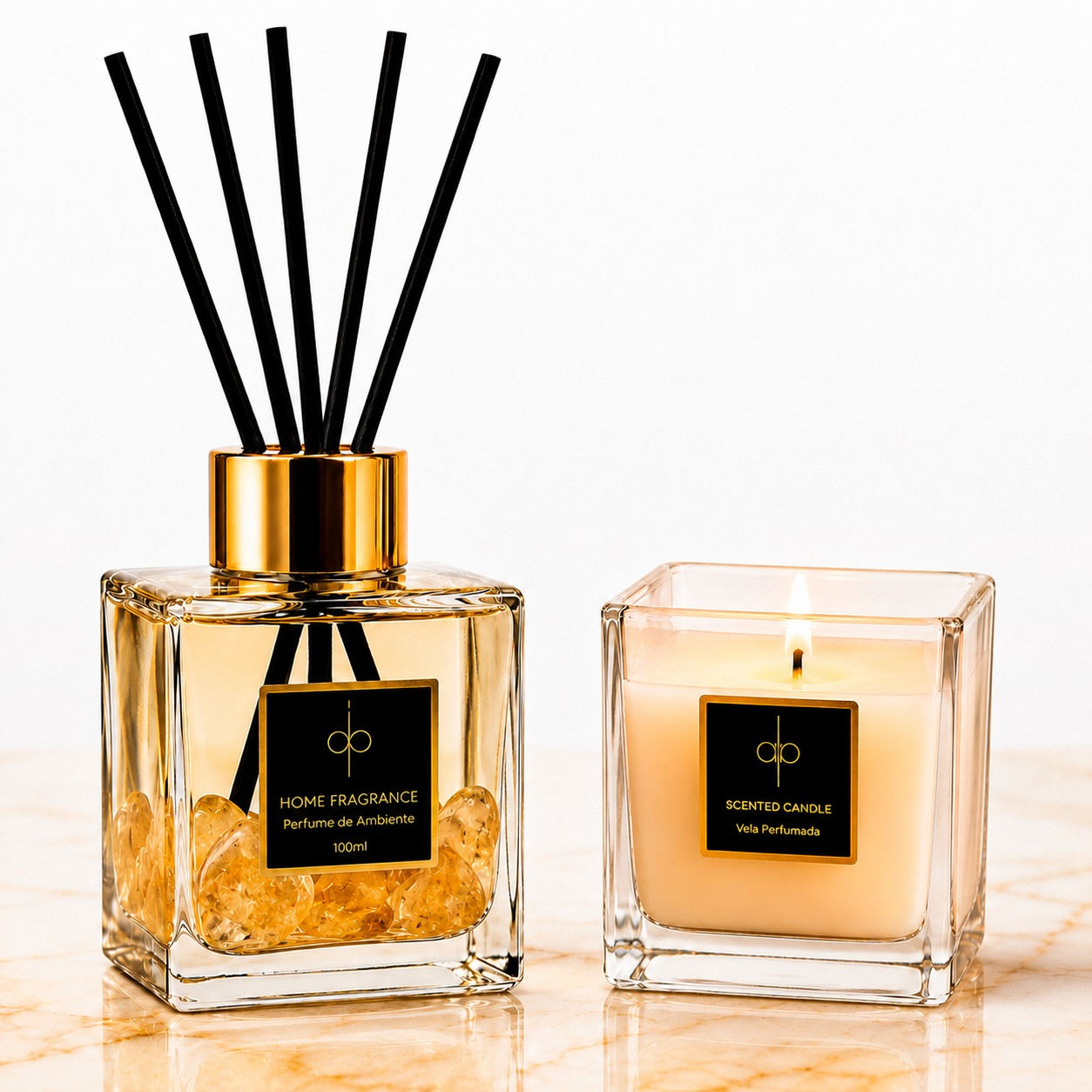 Kit Difusor e Vela - Citrine | Âmbar Dourado 100ml Di Piettro