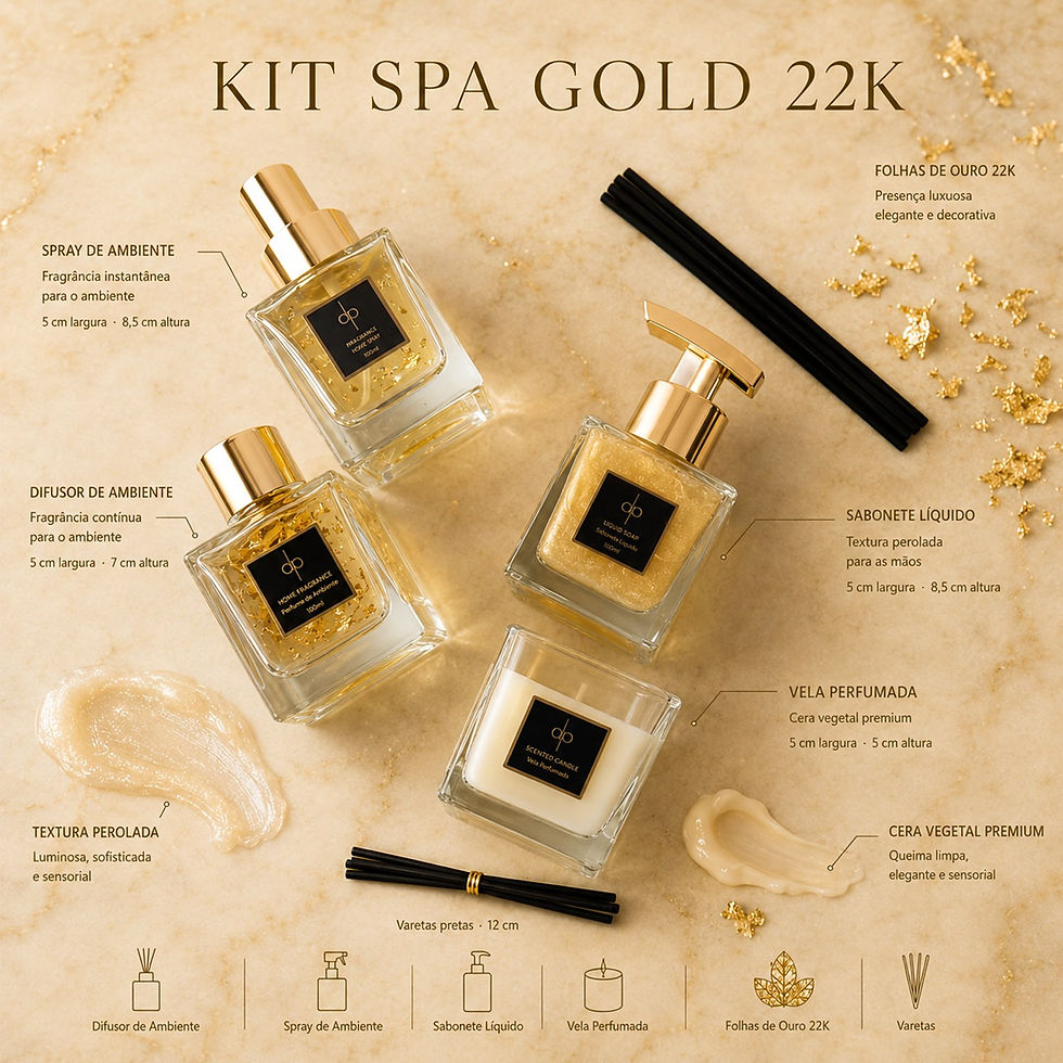 Miniatura: Kit Spa Gold 22k | Vanilla Salt - Difusor, Spray, Vela e Sabonete