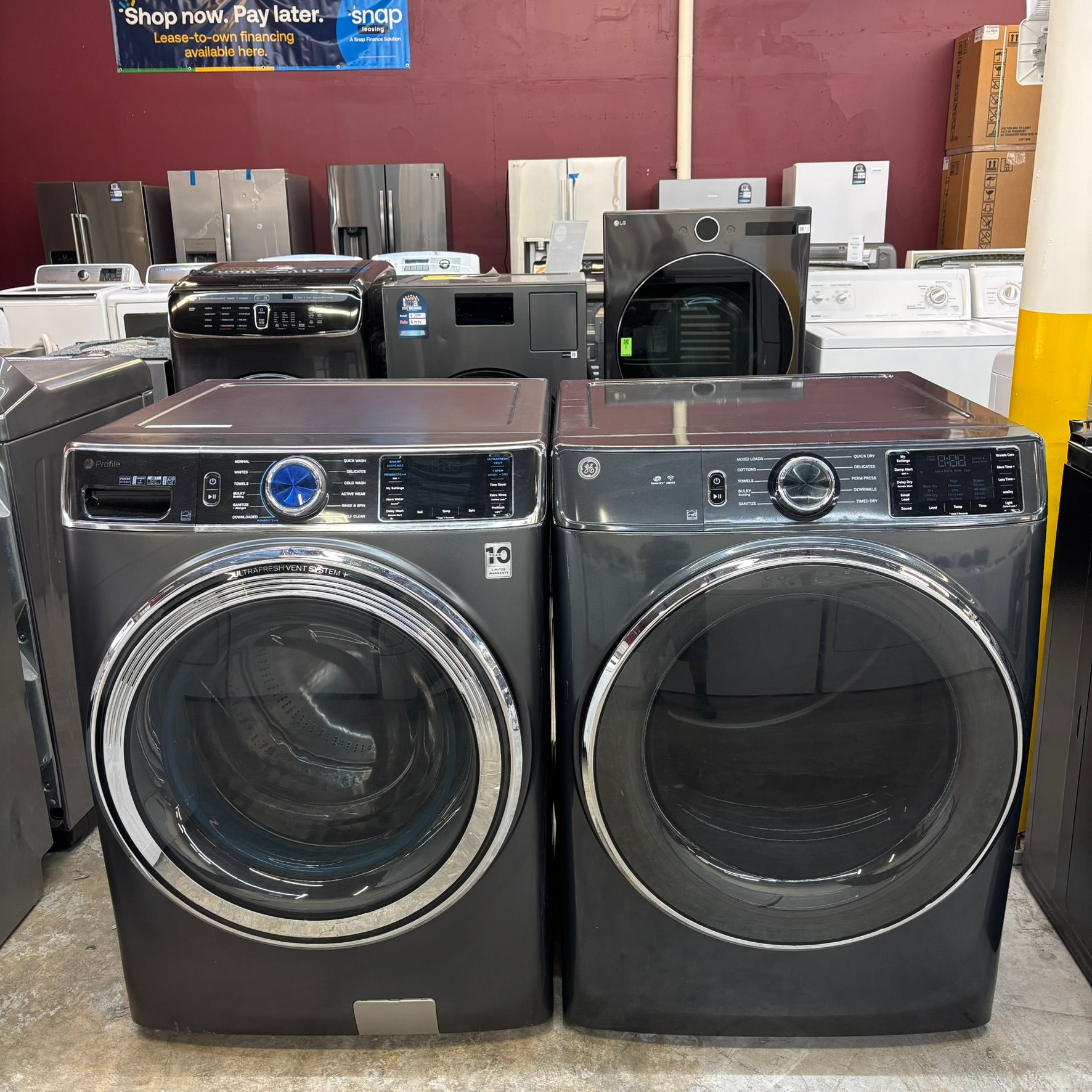 GE PFW950SPT0DS & GFD55ESPN0DG Electric Dryer 5.3 CF - Refurbished - Irving 6602