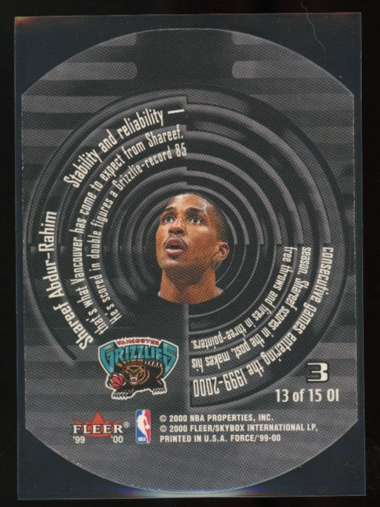 Thumbnail: 1999-00 Fleer Force - Operation Invasion Die-Cut - Shareef Abdur-Rahim