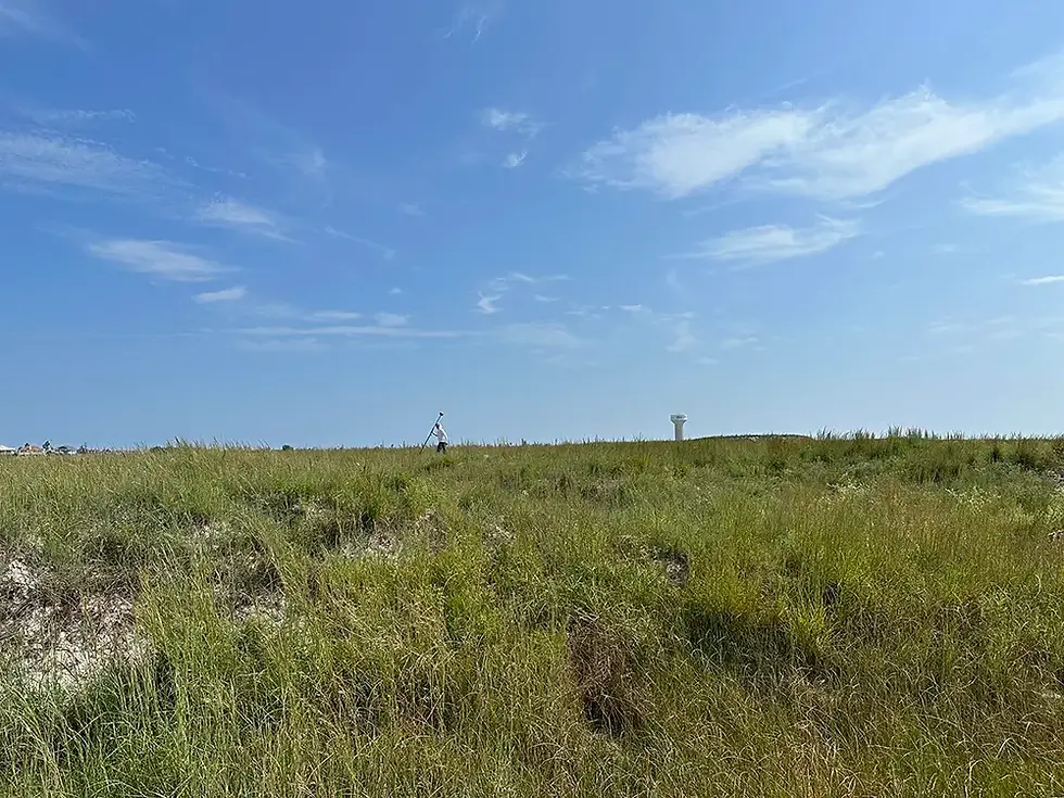 field ground point survey with surveying equipment for land measurement and topographic data collection