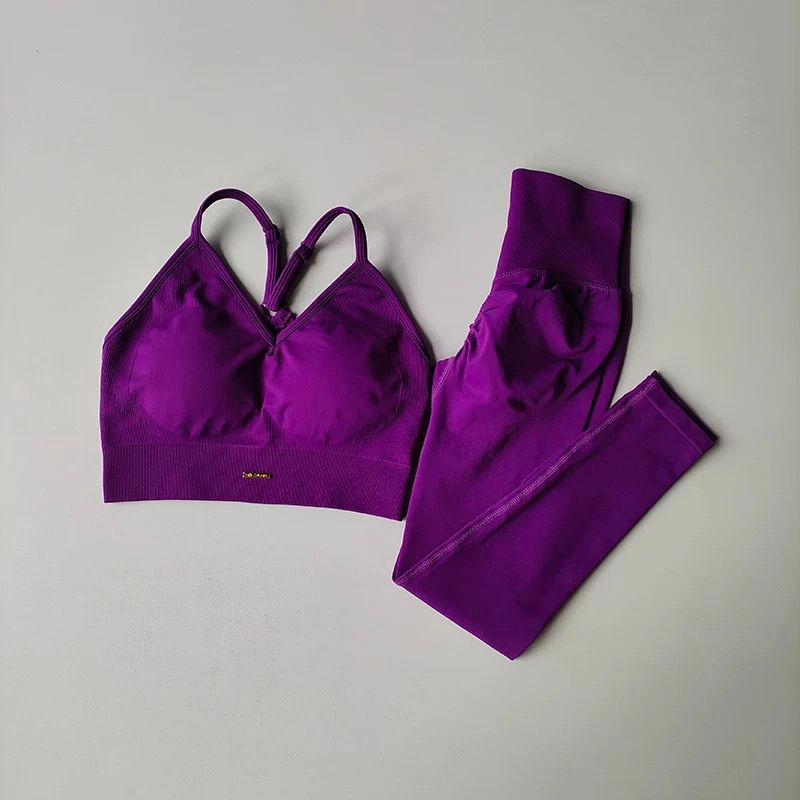 Miniatura: Peach High-Waisted Hip-Lifting Women's Exercise Suit Shockproof Yoga Fitness Clo