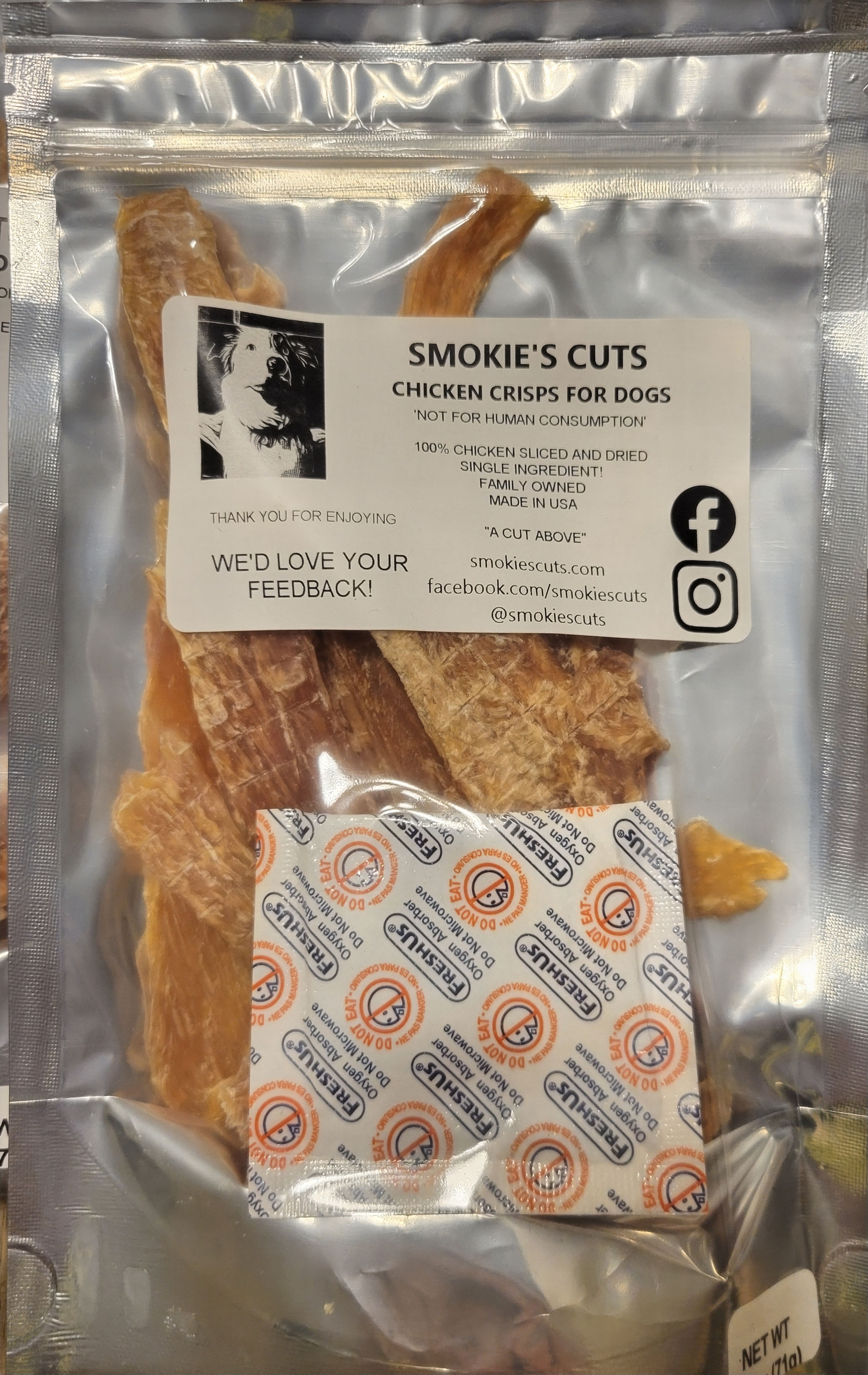 2.5oz Chicken Crisps for Dogs