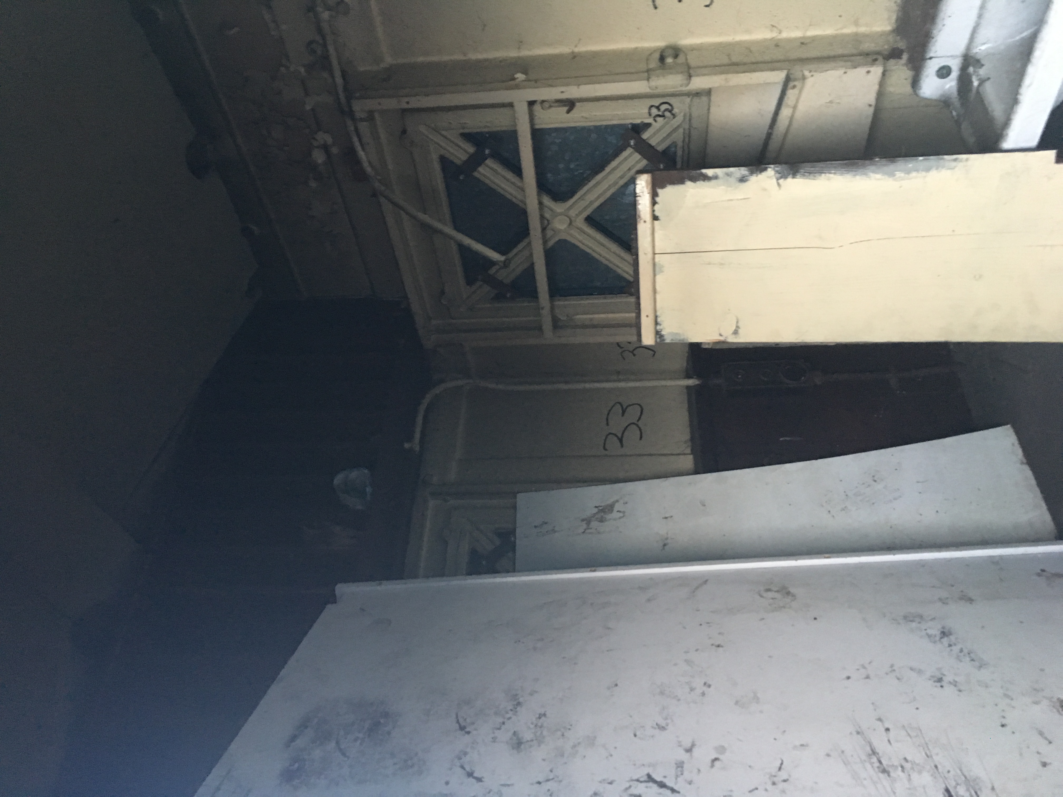 Interior view showing scrap wood