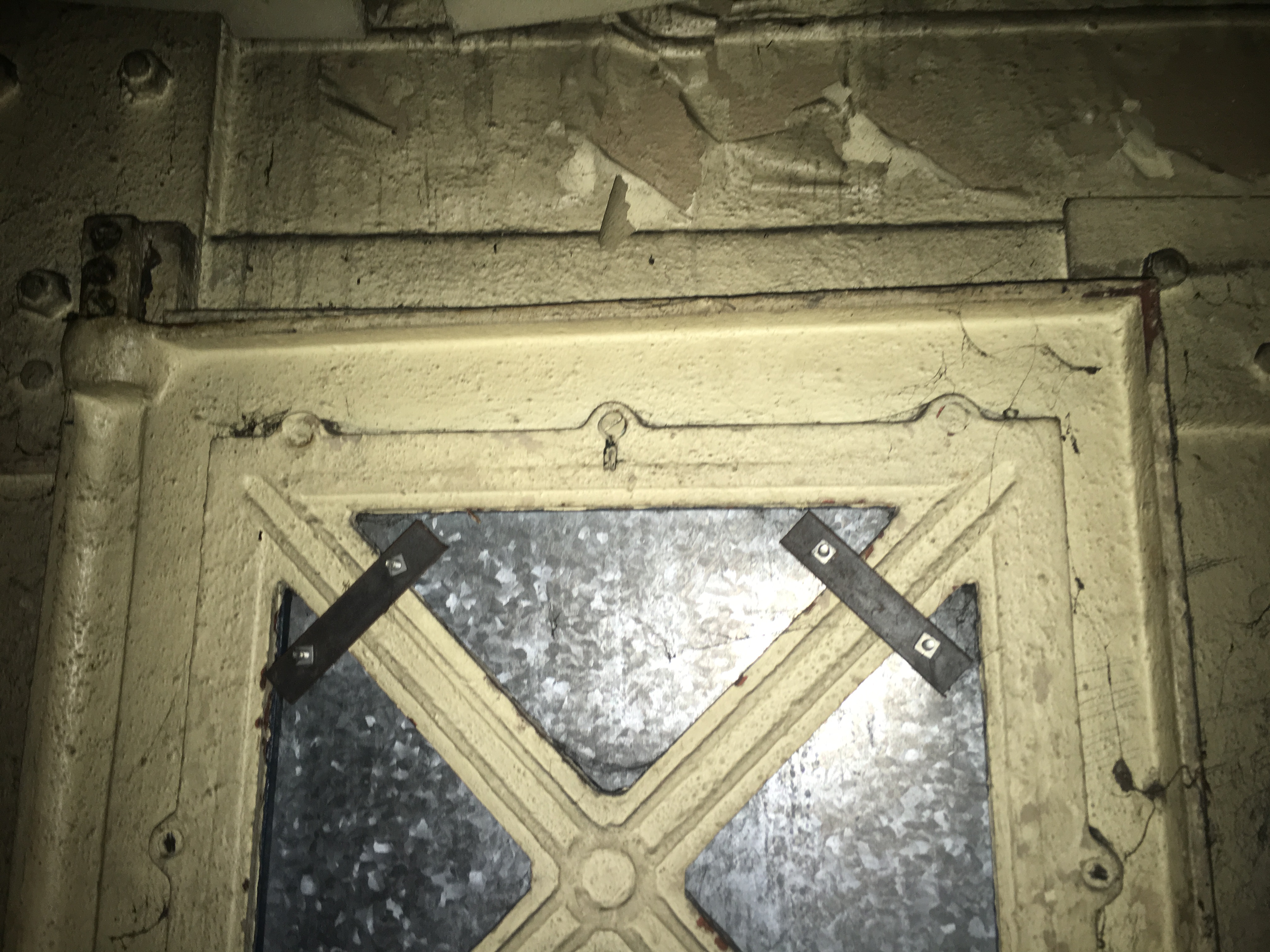 Window covered by steel plate