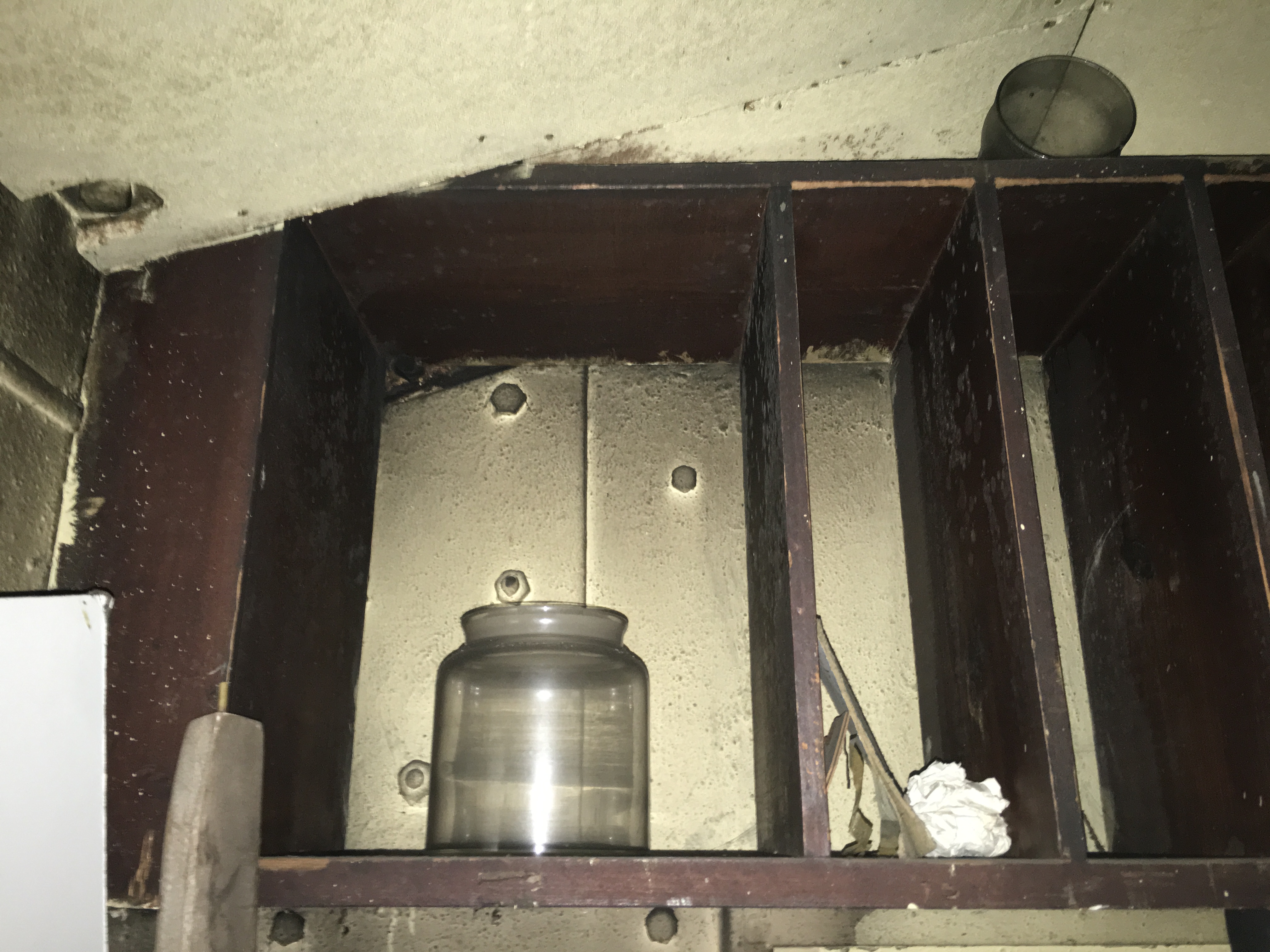 Old glass jar on shelf
