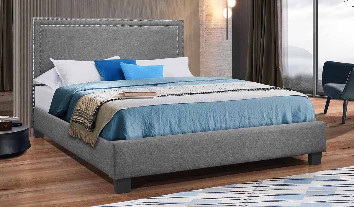 Fabric Platform Bed ~ Grey