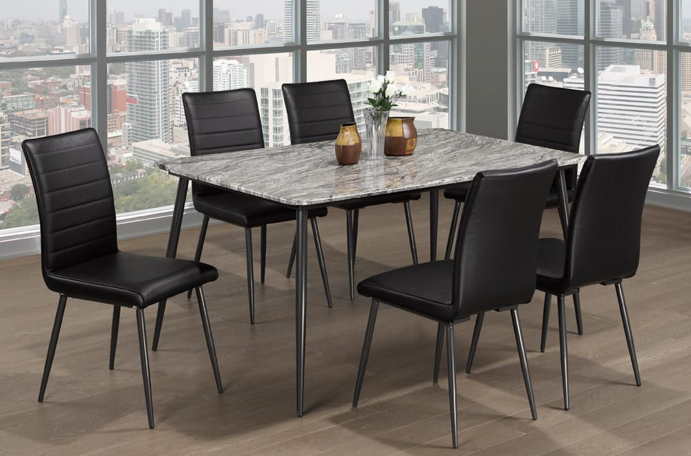7 Piece Dining Set - Black Dining Chairs