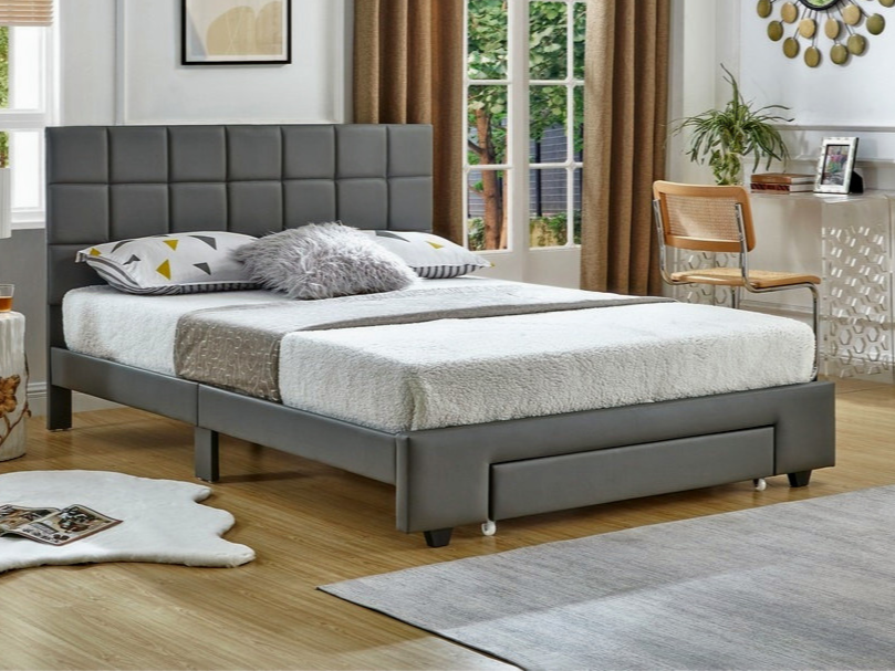 Thumbnail: Low Profile Bed with Storage | White | Grey