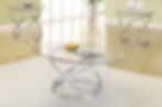 round glass coffee table set with chrome base